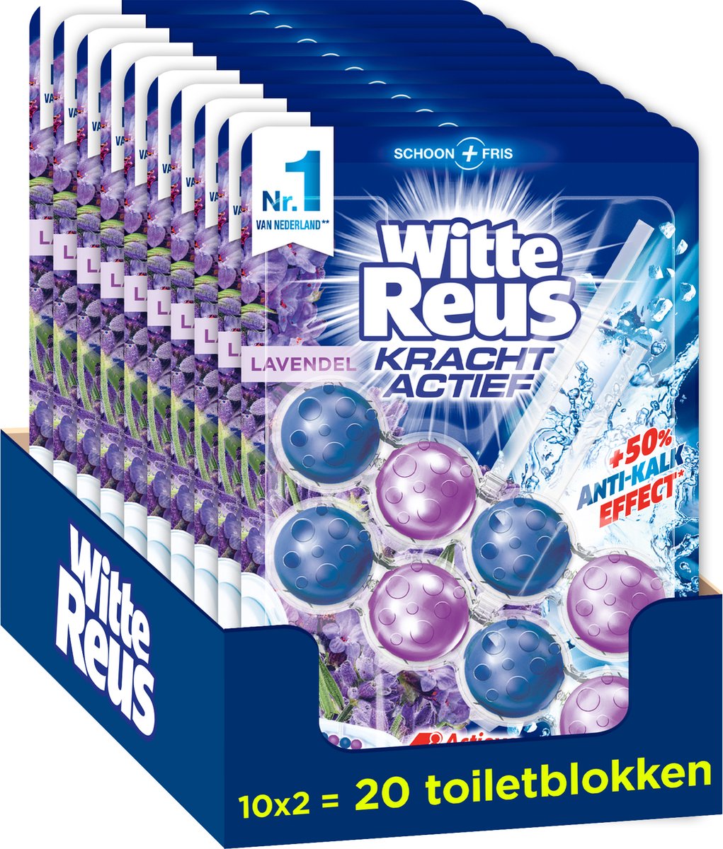 Witte Reus Kracht Actief Toiletblok - Lavendel - WC Blokjes Voordeelverpakking - 20 stuks